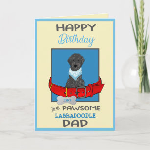 Happy Birthday Papa van je zwarte labradoodle Kaart