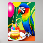 Happy Birthday, papegaai, gebalon | AI Art. Poster (Voorkant)