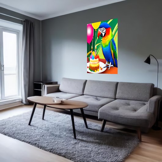 Happy Birthday, papegaai, gebalon | AI Art. Poster