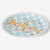 Happy Birthday Paper Bord Blue White Gingham (Gekanteld)