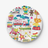 Happy Birthday Paper Borden Carnaval Circus Papieren Bordje (Voorkant)