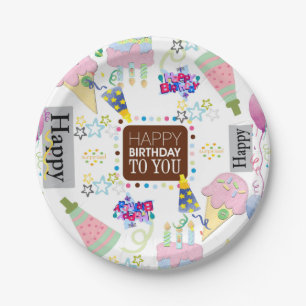 Happy Birthday Paper Borden Friends Family Papieren Bordje