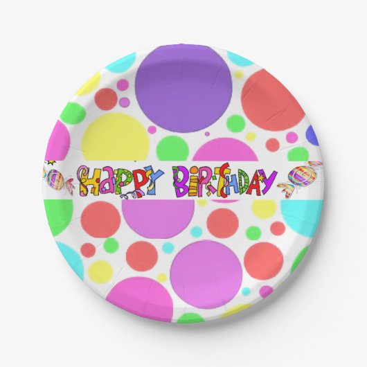 Happy Birthday Paper Borden Friends Family Papieren Bordje (Voorkant)