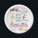 Happy Birthday Paper Borden Friends Family Papieren Bordje<br><div class="desc">Kunstwerk en partijbenodigdheden > partijartikelen > Tafelgerei > Borden voor papier en partijen > Décor & party-leveringen > Décor > Table Serving & Décor > Borden</div>