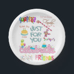 Happy Birthday Paper Borden Friends Family Papieren Bordje<br><div class="desc">Kunstwerk en partijbenodigdheden > partijartikelen > Tafelgerei > Borden voor papier en partijen > Décor & party-leveringen > Décor > Table Serving & Décor > Borden</div>