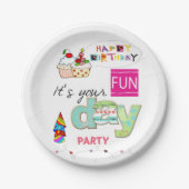Happy Birthday Paper Borden FUN Cupcake Papieren Bordje (Voorkant)
