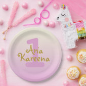 Happy Birthday Paper Borden ombre beige roze Papieren Bordje (Feest)