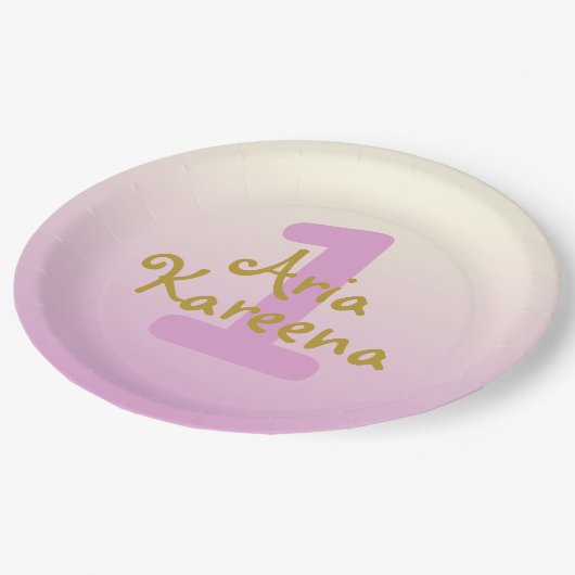 Happy Birthday Paper Borden ombre beige roze Papieren Bordje (Gekanteld)