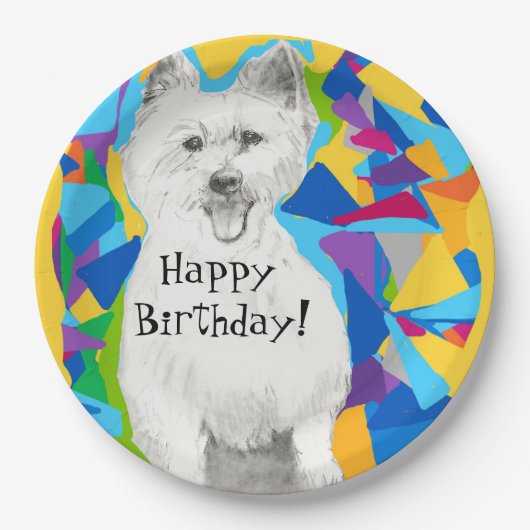 Happy Birthday Paper-Borden Papieren Bordje (Voorkant)