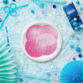 Happy Birthday Paper Borden Roze Bubbles Papieren Bordje (Feest)