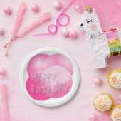 Happy Birthday Paper Borden Roze Bubbles Papieren Bordje (Feest)