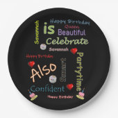 Happy Birthday Paper Borden Savannah Papieren Bordje (Voorkant)