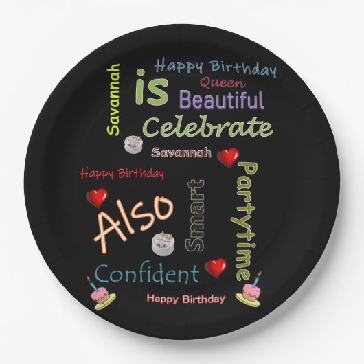 Happy Birthday Paper Borden Savannah Papieren Bordje (Voorkant)