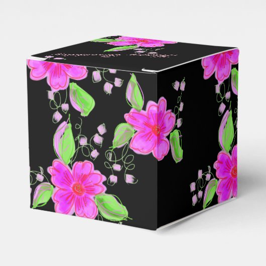 Happy Birthday Paper Flowered Black Chocolate Box Bedankdoosjes (Voorkant Zijde)