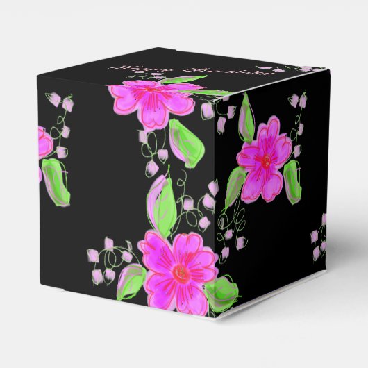 Happy Birthday Paper Flowered Black Chocolate Box Bedankdoosjes (Achterkant)