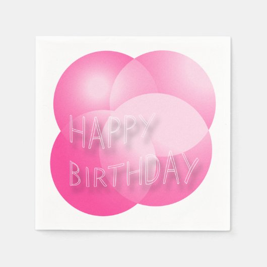 Happy Birthday Paper Inapkins Pink Bubbles Servetten (Voorkant)