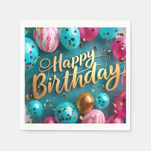 Happy Birthday Paper Napkin Servet (Voorkant)