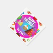 Happy Birthday Paper Napkins, aardbei Servet (Hoek)