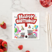 Happy Birthday Paper Napkins, Cats Servet (Insitu)