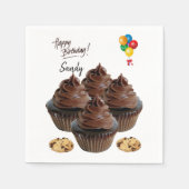 Happy Birthday Paper Napkins, Chocolate Cupcake Servet (Voorkant)