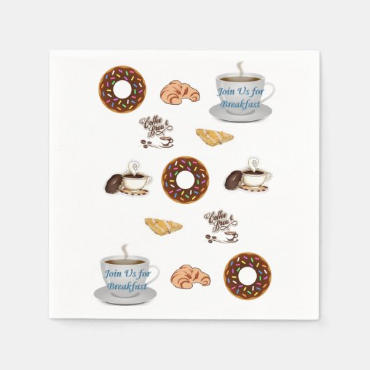 Happy Birthday Paper Napkins, Coffee Donuts Servet (Voorkant)