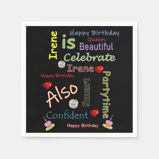 Happy Birthday Paper Napkins Irene Servet (Voorkant)