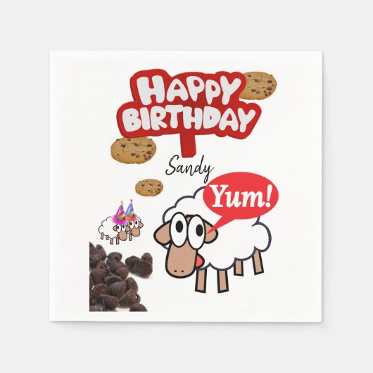 Happy Birthday Paper Napkins, Lamb Servet (Voorkant)