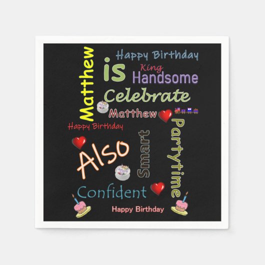 Happy Birthday Paper Napkins Matthew Servet (Voorkant)