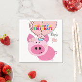 Happy Birthday Paper Napkins, Pink Pig Servet (Insitu)