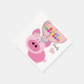 Happy Birthday Paper Napkins, Pink Pig Servet (Hoek)