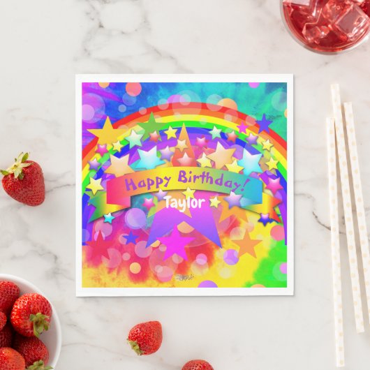 Happy Birthday Paper Napkins Rainbow HAMbyWG Servet (Insitu)