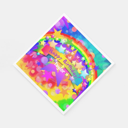 Happy Birthday Paper Napkins Rainbow HAMbyWG Servet (Hoek)