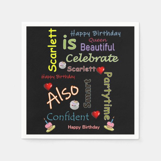 Happy Birthday Paper Napkins Scarlett Servet (Voorkant)