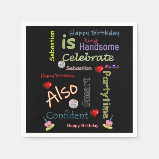 Happy Birthday Paper Napkins Sebastian Servet (Voorkant)