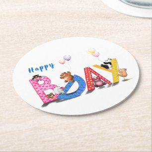 Happy Birthday Paper Onderzetter Baby Beren Party