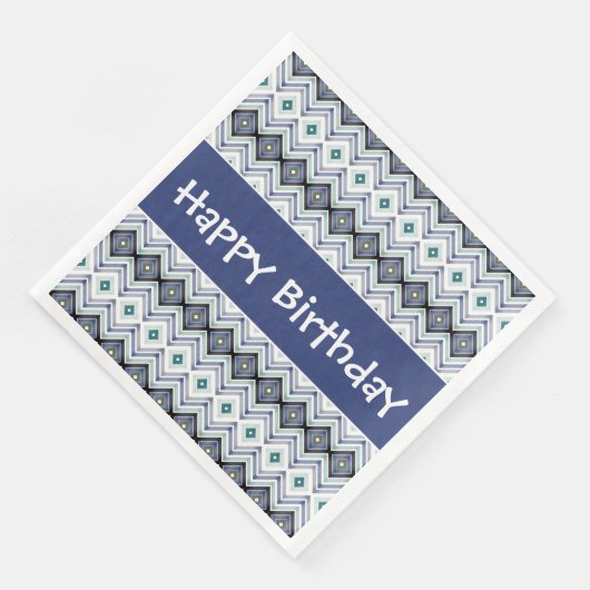 Happy Birthday Paper servetten in blauw en Blauwgr (Hoek)
