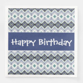 Happy Birthday Paper servetten in blauw en Blauwgr (Voorkant)
