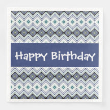 Happy Birthday Paper servetten in blauw en Blauwgr