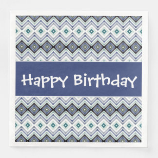 Happy Birthday Paper servetten in blauw en Blauwgr