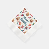 Happy Birthday Papier servet met ballonnen en taar (Hoek)