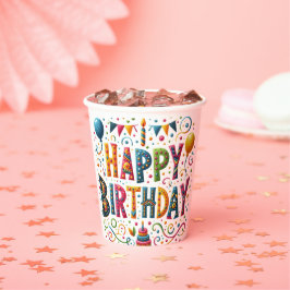 Happy Birthday Papieren Bekers