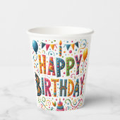 Happy Birthday Papieren Bekers (Achterkant)