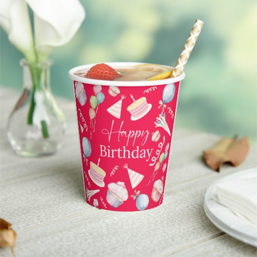 Happy Birthday Papieren Bekers (Insitu)