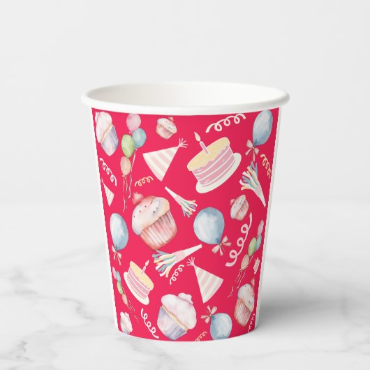 Happy Birthday Papieren Bekers (Achterkant)