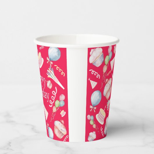 Happy Birthday Papieren Bekers (Links)