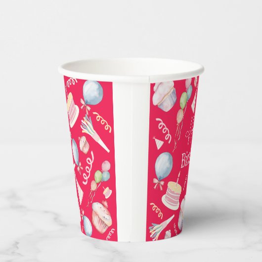 Happy Birthday Papieren Bekers (Rechts)