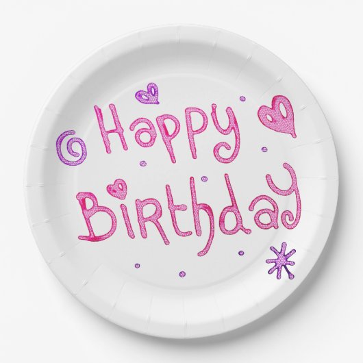 Happy Birthday Papieren Bordje (Voorkant)