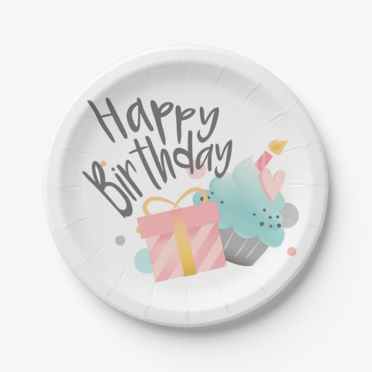 Happy Birthday Papieren Bordje (Voorkant)