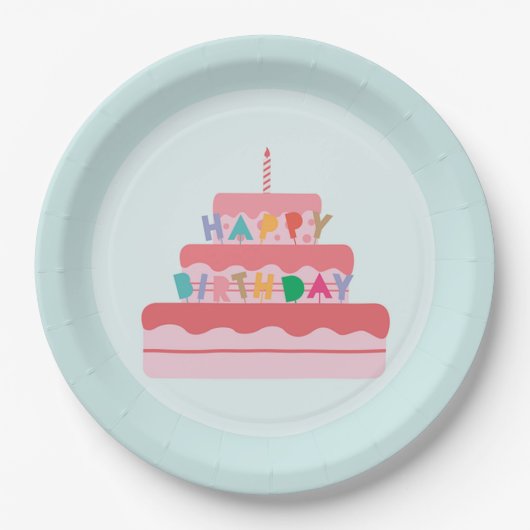 Happy Birthday Papieren Bordje (Voorkant)