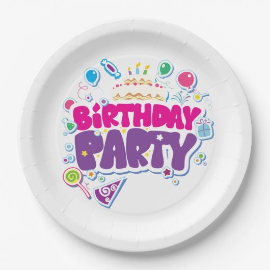 Happy Birthday Papieren Bordje (Voorkant)